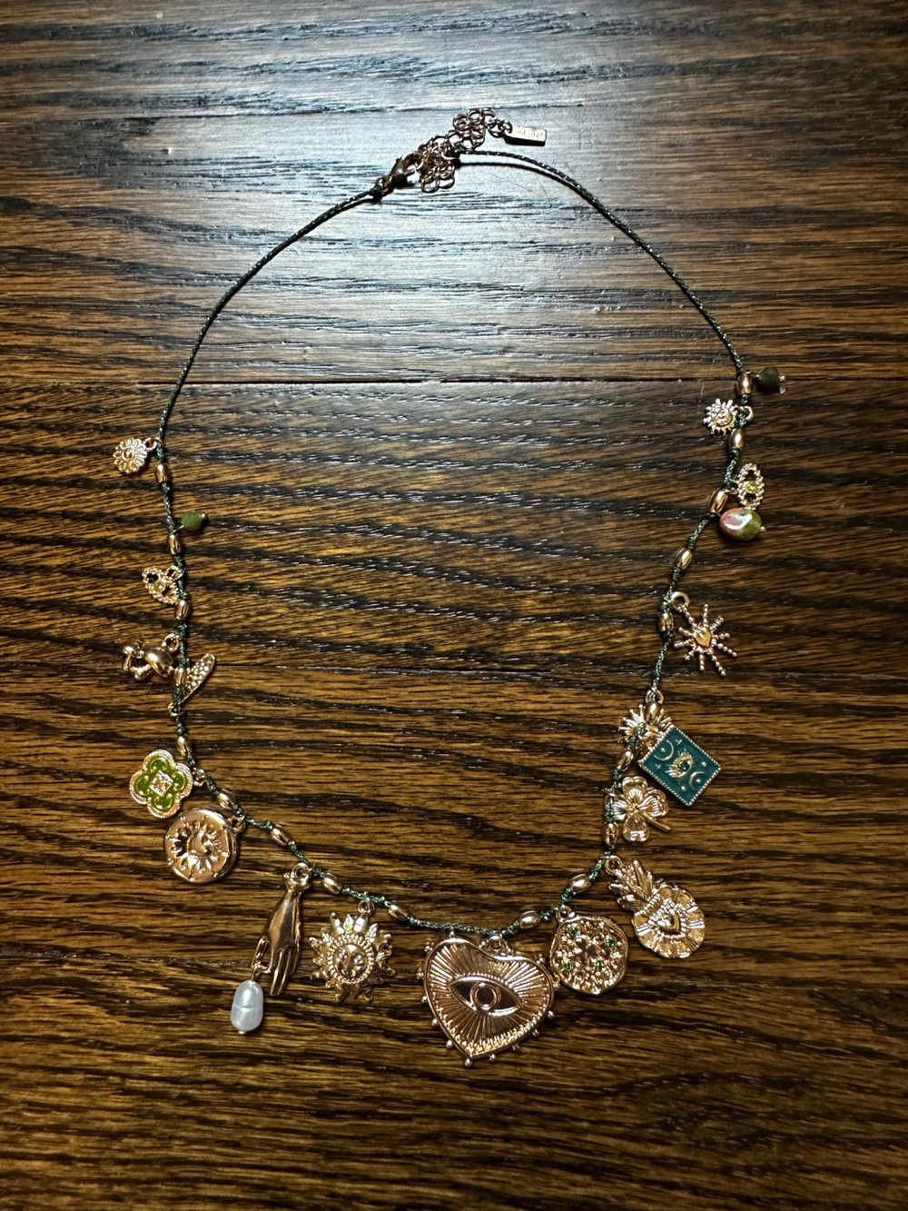 Gold-Tone teal Charm Necklace - Women Jewelry